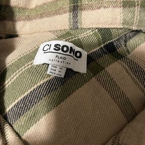 Ci Sono Men's Casual Plaid Shirt - Olive and Beige